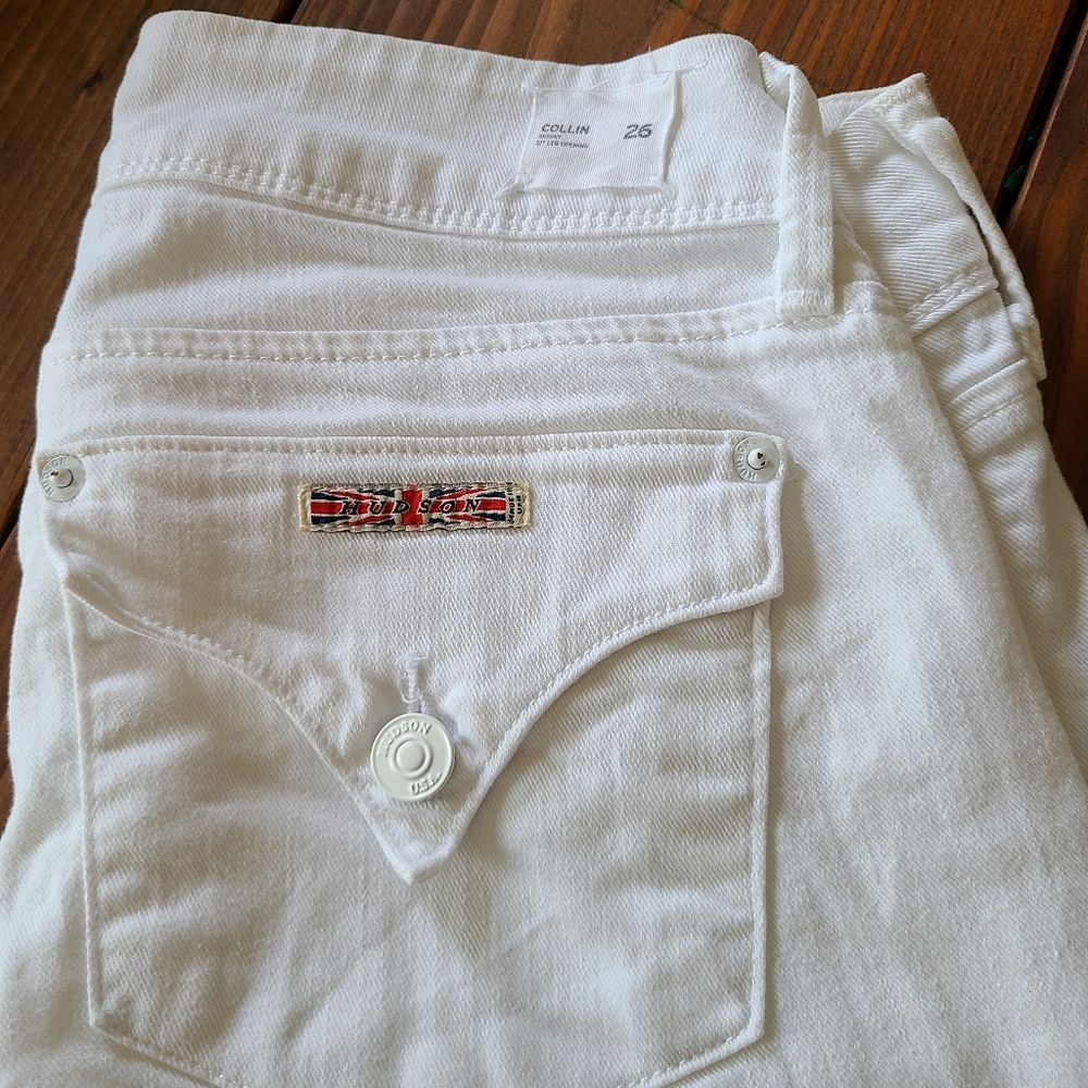 Hudson Low-Rise Collin Skinny 25/26 White Jeans